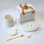 Set de regalo taza blanca cerámica con calentador USB Día de la Madre