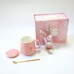 Set de regalo taza rosa anaranjado cerámica con tapa Día de la Madre