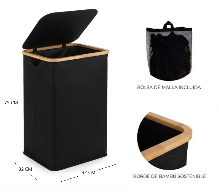 [PREITMELECH843] CESTA DE ROPA PLEGABLE C/BOLSA